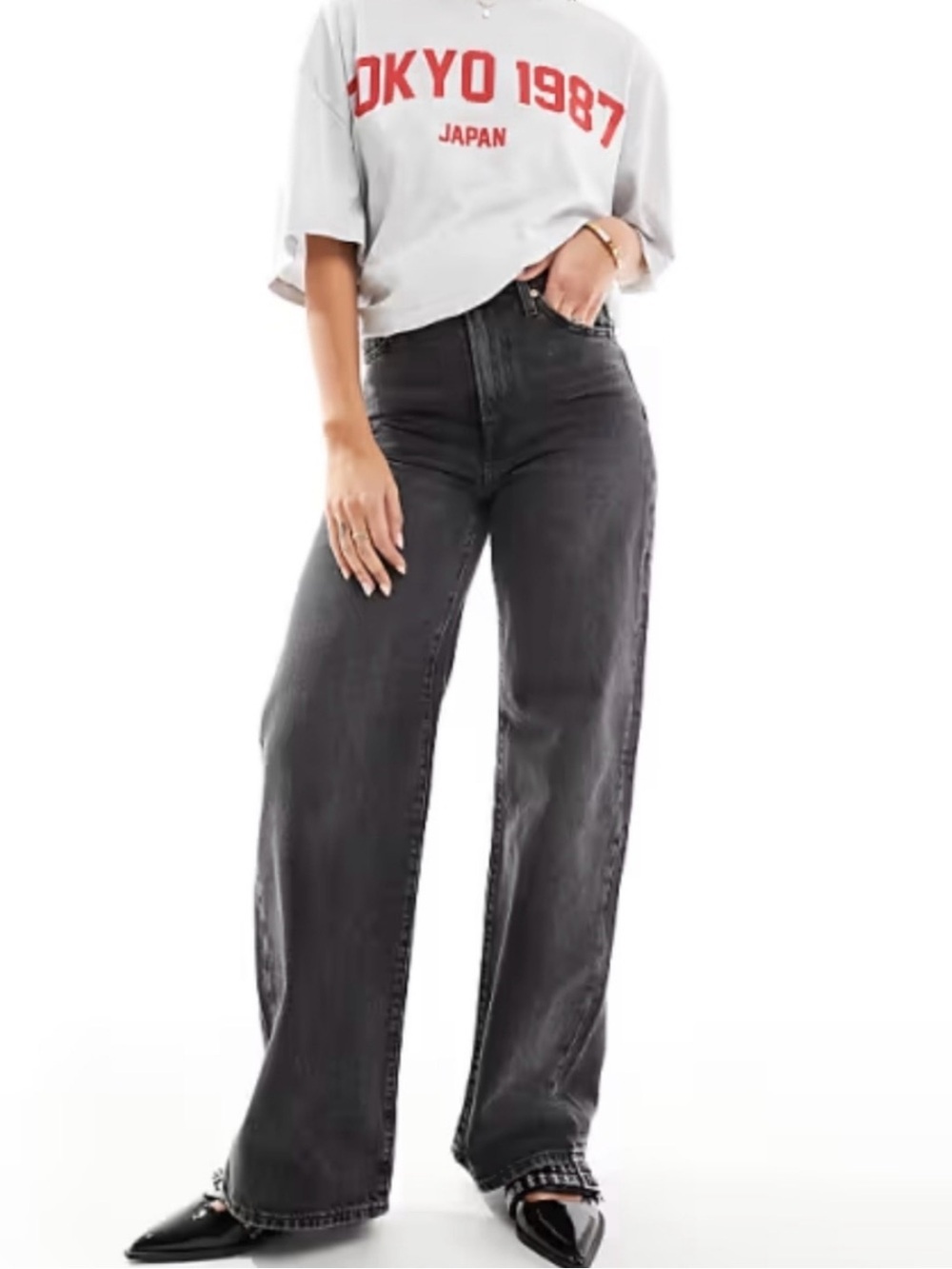 Levi's High-Rise Wide Leg Jeans - Charcoal Black